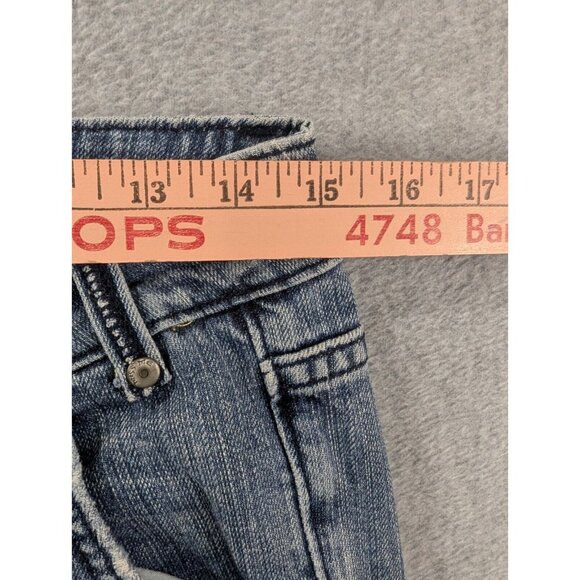 Miss Me Jeans Womens SZ 29 Blue Distressed Classic Cropped Flap Pocket Whiskers - Picture 5 of 16